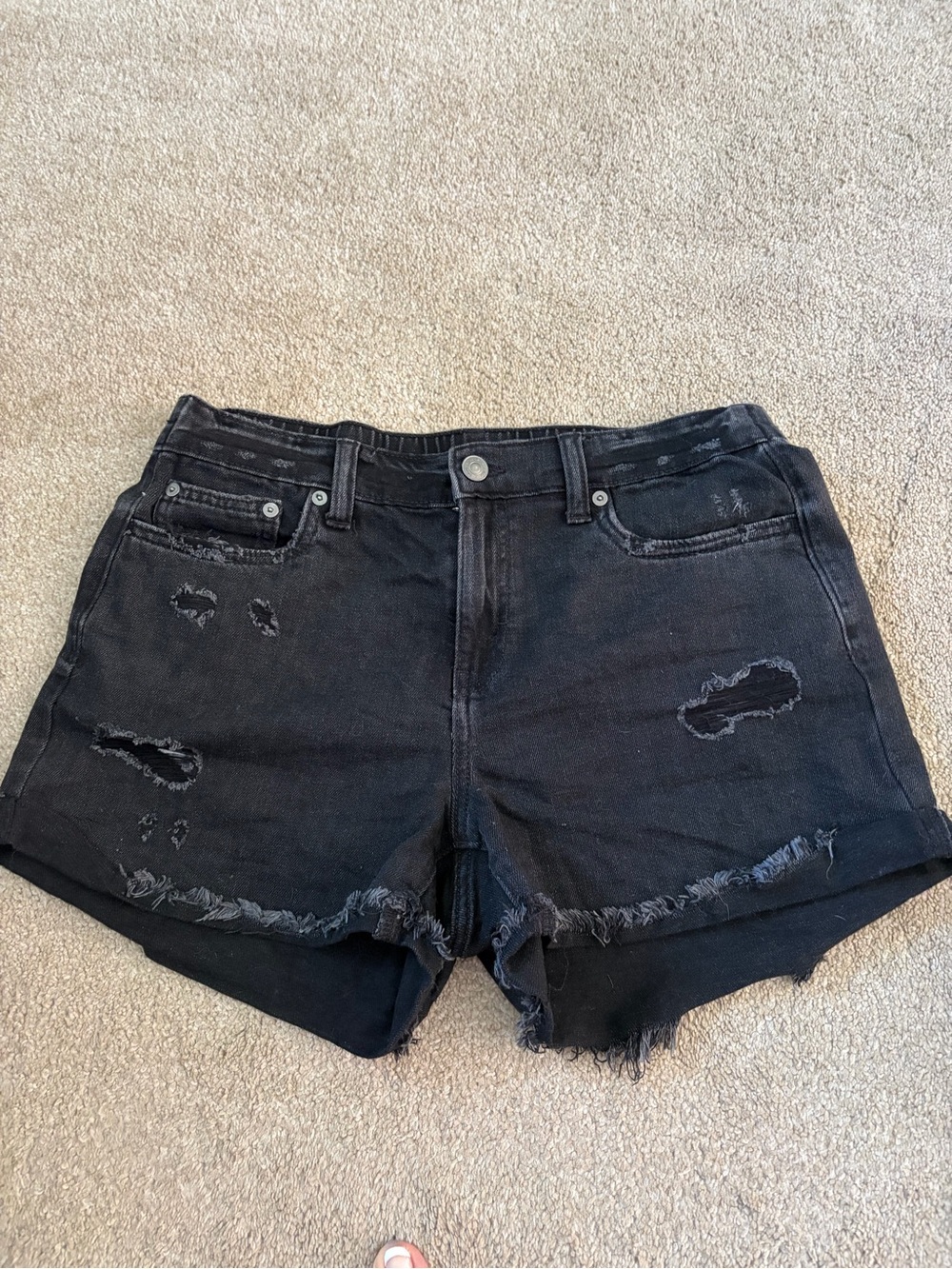 Aerie Daydream Black Distressed Denim Cut Off Shorts Small 0706-8062